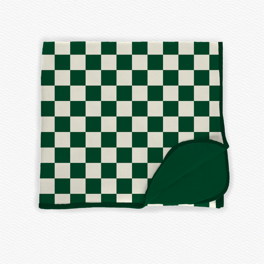 Green checks twin blanket